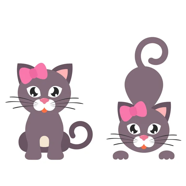 Mignon chat fille ensemble — Image vectorielle