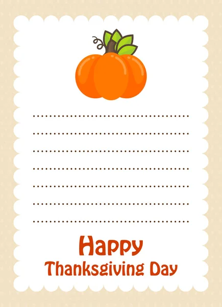 Cartoon letter thanksgiving day with cute pumpkin — Stock Vector