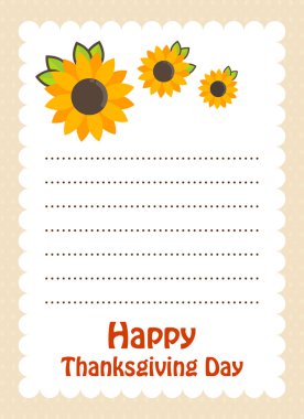 çizgi film mektup sevimli ayçiçeği ile Şükran günü