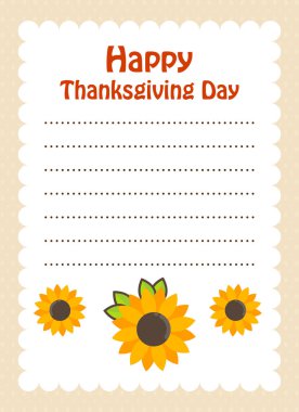 çizgi film mektup sevimli ayçiçeği vektör ile Şükran günü