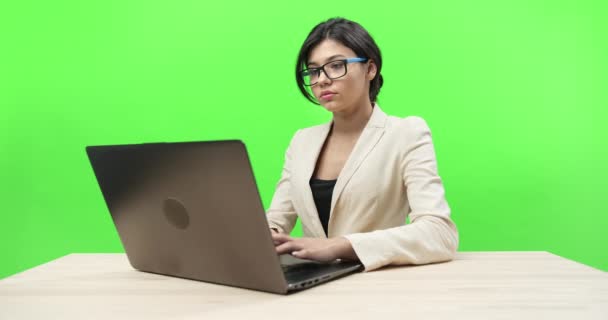 Superbe dactylographie professionnelle féminine sur ordinateur portable — Video