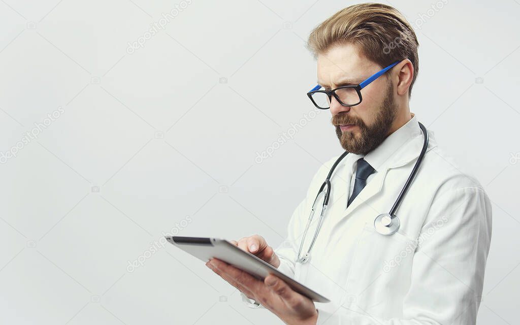 Medical man using pad