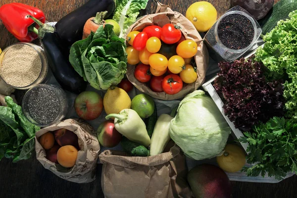 Gesunde Ernährung Hintergrund. Reihe von gesunden Lebensmitteln — Stockfoto
