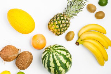 Karpuz, ananas, greyfurt, Hindistan cevizi, kivi, limon, limon, m