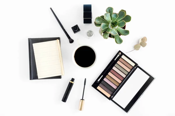 Flat lay makeup table. — Stock Photo, Image