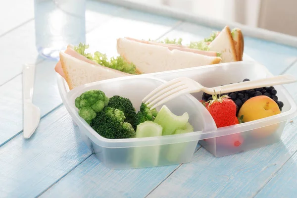 Full lunch box of healthy food. — Stock Photo, Image