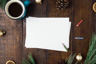 Üstten Görünüm Noel kartı 