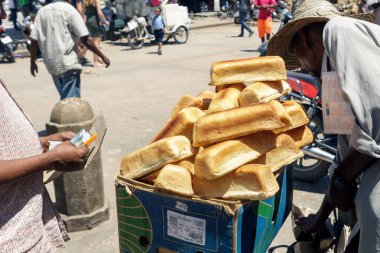 Yığın ekmek yerel pazar taş şehir, Tanzanya, Zanzibar