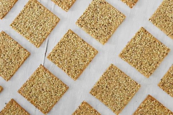 Set Galletas Fitness Con Semillas Chía Lino Calabaza Sobre Fondo — Foto de Stock