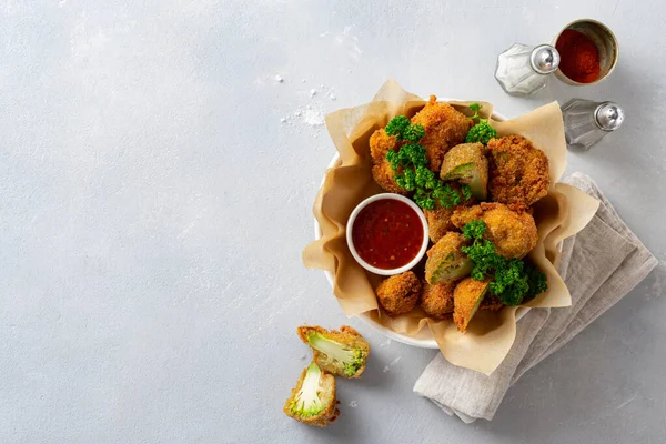 Aperitivo Vegano Asado Alas Búfalo Hechas Brócoli Vista Superior Sabrosa — Foto de Stock