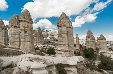 Goreme Milli Parkı, Kapadokya, Anadolu, Türkiye 'deki volkanik dağlar