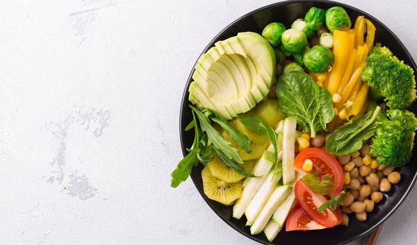 Concepto Nutricionista Alimentos Saludables Almuerzo Saludable Garbanzos Brócoli Pimienta Tomate —  Fotos de Stock