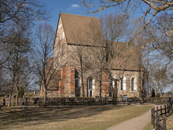 Kilátás Régi Uppsala Templom Gamla Uppsala Kyrka Tavaszi 2019 — Stock Fotó