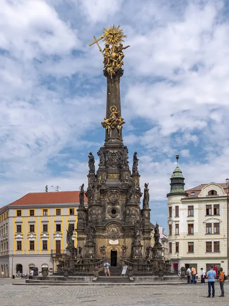 Coluna Santíssima Trindade Praça Cidade Olomouc República Tcheca Verão 2019 Imagens De Bancos De Imagens