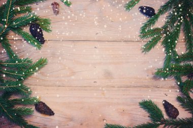 Noel ağacı arka plan, metin Wood için kopya yer