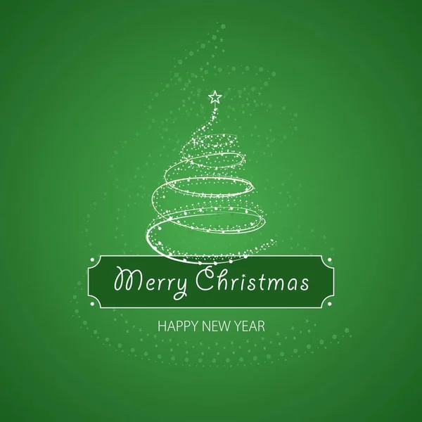 Csillagos zöld karácsony és újév-kártya — Stock Fotó