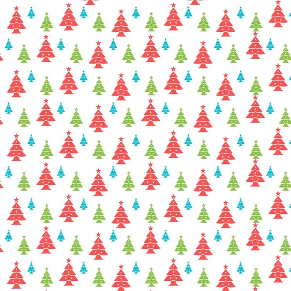 Padrão sem costura de árvores de Natal coloridas — Vetor de Stock
