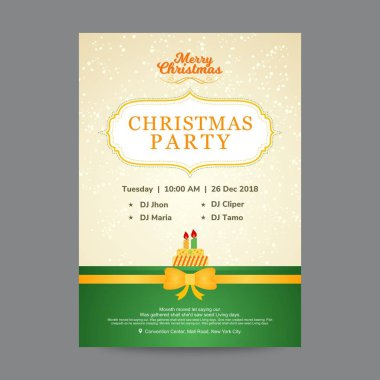 Bej ve yeşil Noel partisi davetiye kartı