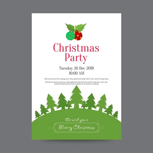 Ordentliches Weihnachts-Einladungsplakat mit Weihnachtsbäumen — Stockvektor
