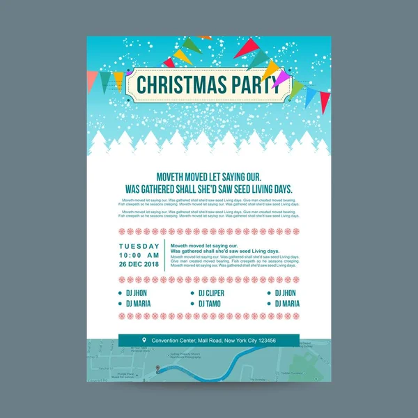 Weiß und blau weihnachtsfeier einladungskarte — Stockvektor