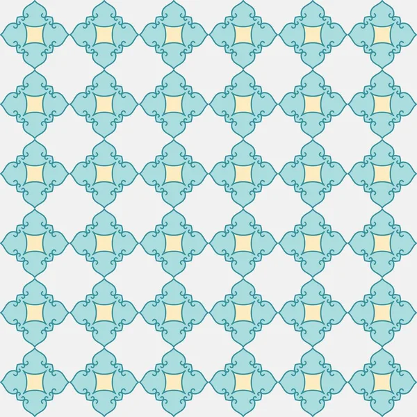 크림 및 파랑 꽃 다이아몬드의 컬러 완벽 한 패턴 — 스톡 벡터