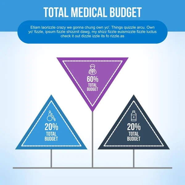 Infográfico de orçamento médico em tons de azul — Vetor de Stock