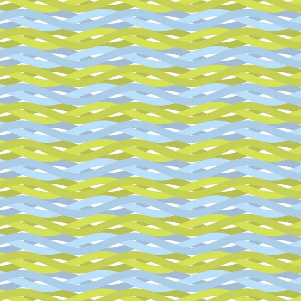 Seamless pattern of blue and dark yellow wavy lines — Stock Vector