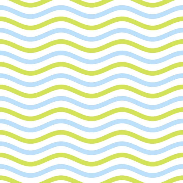 青と黄色の水っぽい波のシームレスなジグザグ パターン — ストックベクタ