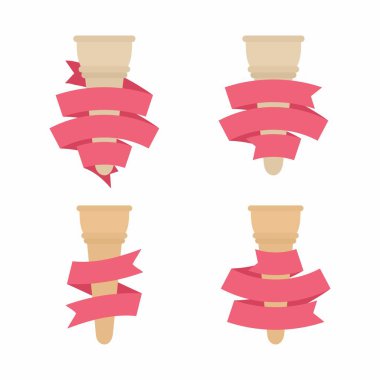 Meşale şeritler pembe ve bej kümesi