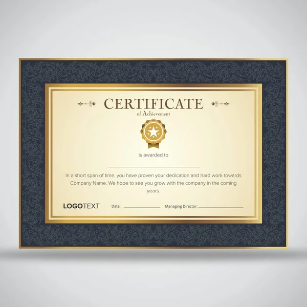 Certificado de luxo premium bege e cinza — Vetor de Stock