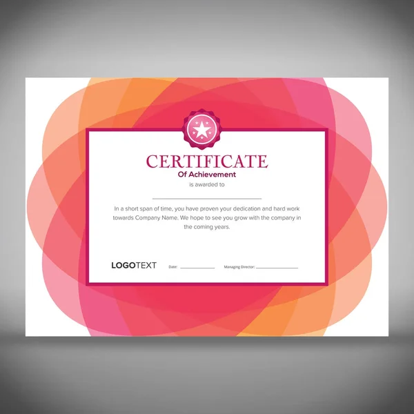 Resumen floral rosa certificado de logro — Vector de stock