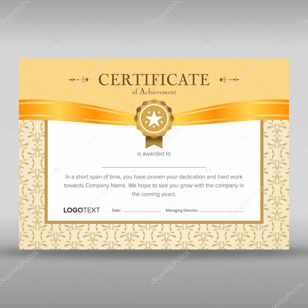 Luxury begie and gold certificate