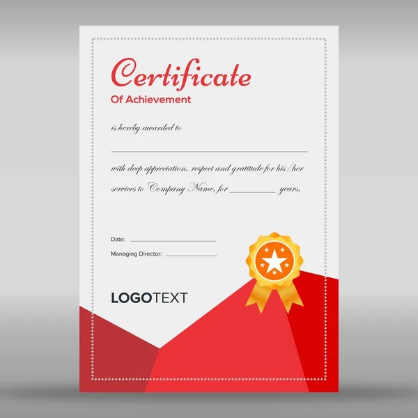 Certificado rojo y gris abstracto enmarcado — Vector de stock