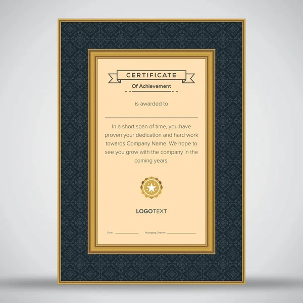 Професійний золотий і чорний сертифікат — стоковий вектор