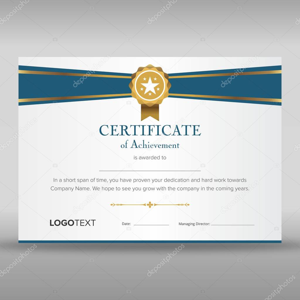 Luxury blue and gold certificate
