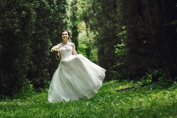 Morena novia poses en el bosque —  Fotos de Stock
