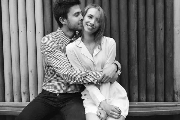 Romantic couple on a walk in city — Stock Photo, Image