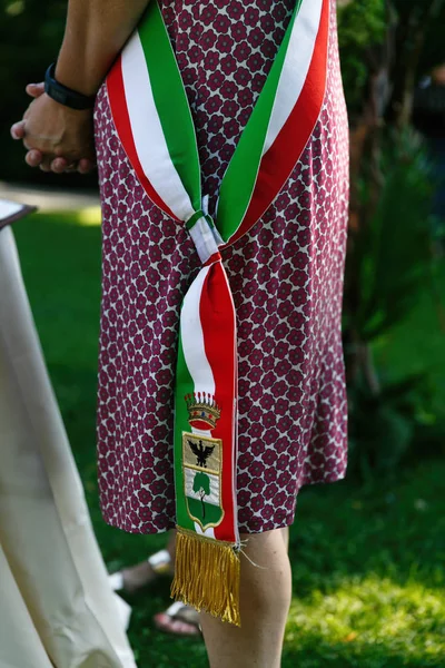 Olasz Zászló Színei Szimbolikus Szalaggal — Stock Fotó