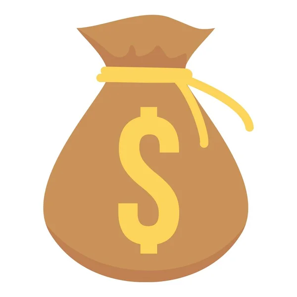 Bag money icon, flat style — Stock Vector