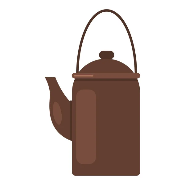 Символ лагеря чайник, плоский стиль — стоковый вектор