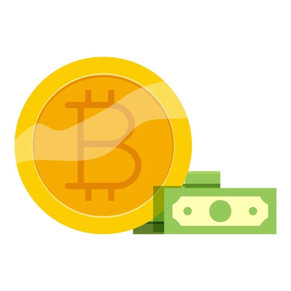 Bitcoin ticaret simgesi, karikatür tarzı