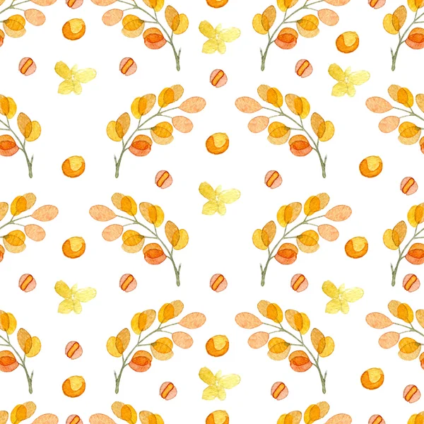 Naadloze patroon met herfstbladeren. Aquarel hand getrokken illustratie — Stockfoto