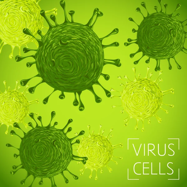 Abstracte groene achtergrond met viruscellen. Vectorillustratie — Stockvector