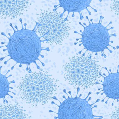 Virüs ve mikrop hücreleri ile Seamless modeli. Vektör çizim