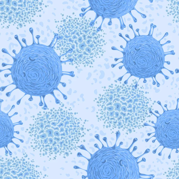 Naadloze patroon met cellen van virus en microbe. Vectorillustratie — Stockvector