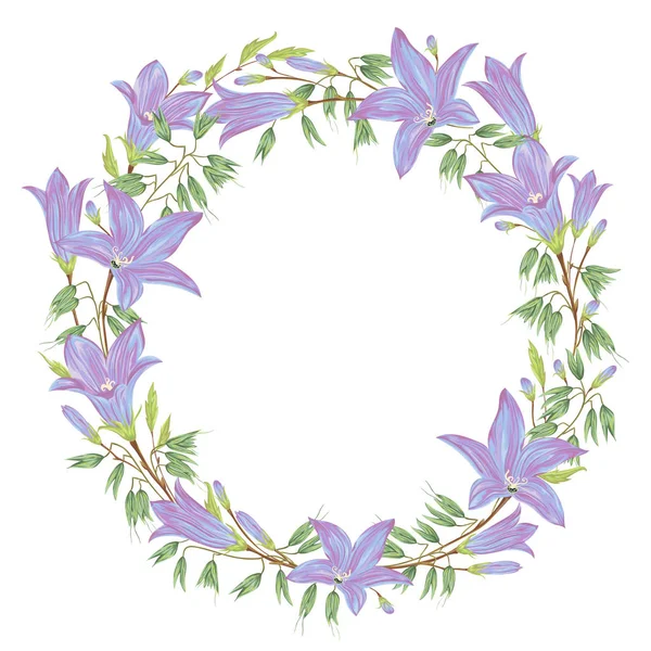 Koszorú kék bluebells virágok és zab. Gyűjtemény virág design elemek esküvői meghívók és születésnapi kártyákat. Elszigetelt elemek. Vintage vektoros illusztráció akvarell stílusú. — Stock Vector