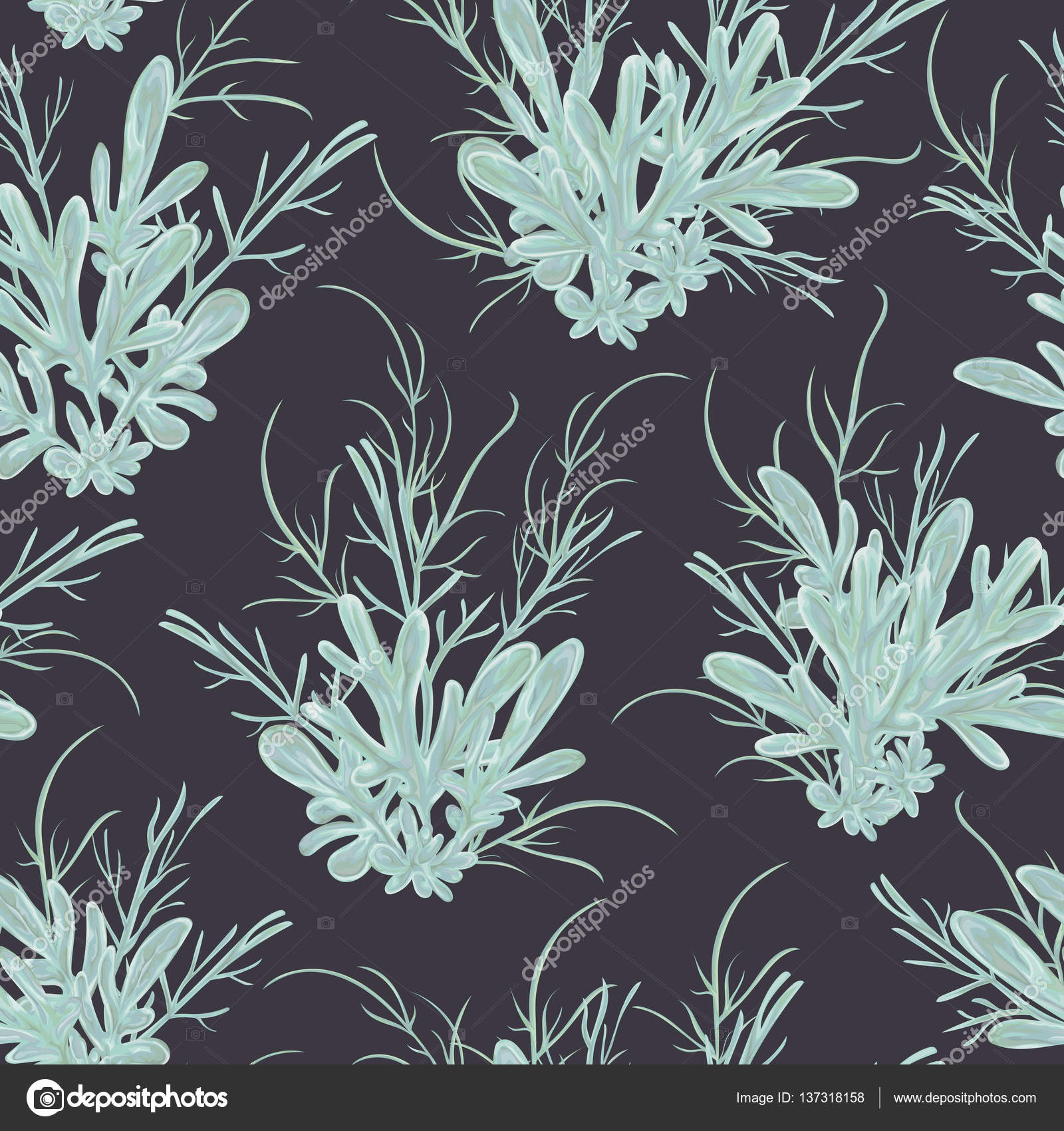Seamless pattern with sagebrush. Rustic floral background. Vintage