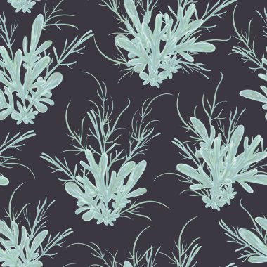 Seamless pattern with sagebrush. Rustic floral background. Vintage vector botanical illustration in watercolor style. clipart