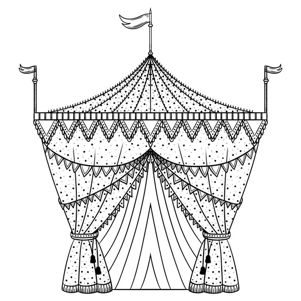 Tenda de circo. Vintage mão desenhada ilustração vetorial —  Vetores de Stock