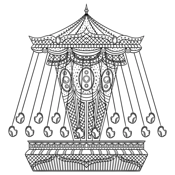 Carrossel vintage. Ilustração vetorial desenhada à mão — Vetor de Stock